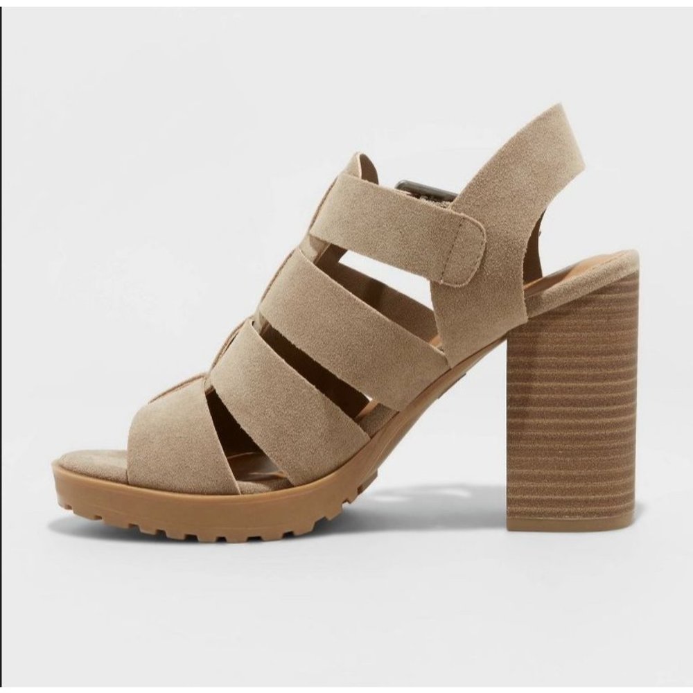 Universal Thread Anastasia Fisherman Womens Heel Size 9 Pump Sandal Taupe Brown - Picture 2 of 3